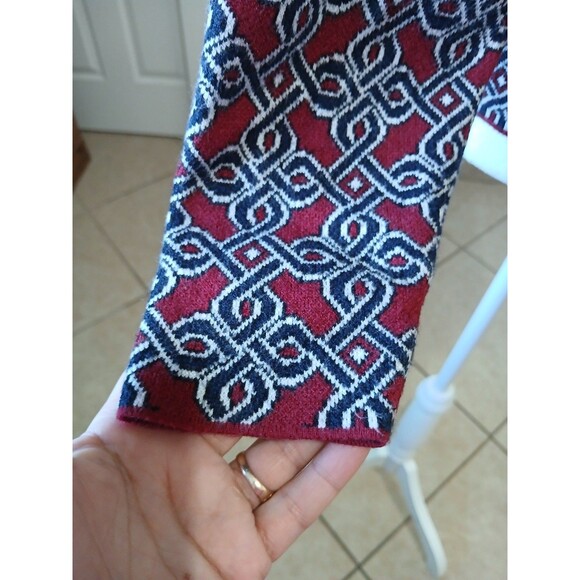 Anthropologie Maeve Sweater Size Small Red Geometric Long Sleeve Mock Neck - Picture 5 of 15